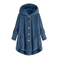 Fall and Winter Clothes for Women 2023 Lightwieght Long Sleeve Button Down Fuzzy Fleece Hoodie Sherap Jacket Outerwear