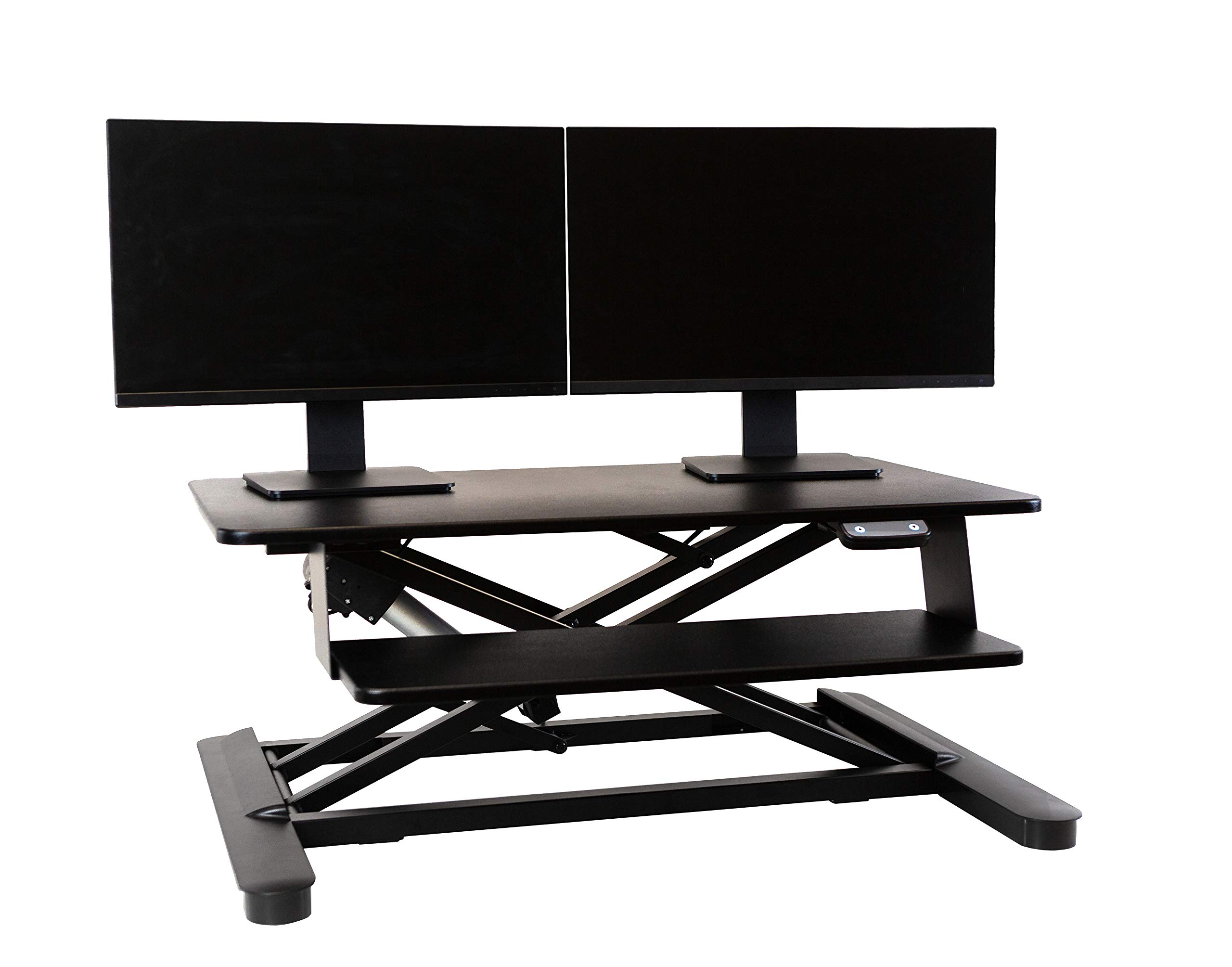 Ergotech Freedom Electronic Desk, Includes Fully Assembled E-Desk, Space for Two 24 inch Computer Screen Monitors, Touch of a Button Height Adjustm...