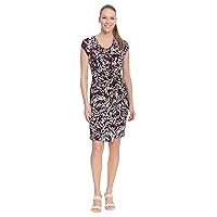 London Times Women's Cowl Neck Side Twist Jersey Dress