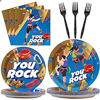 96 Pcs Rock Climbing Paper Plate and Napkins Supplies Tableware Disposable Climbing Camping Party Dinner Dessert Plates for Rock Climbing Camping Adventure Table decorations,24 Guests