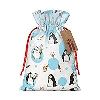 MyPiky Cute Penguins Print Christmas Gift Bags Gift Wrap Bags 8.3x11.8 Inch Reusable Holiday Gift Bags For Xmas Party