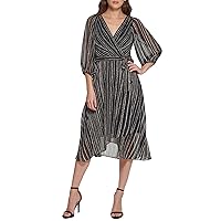 DKNY Women's Print Faux Wrap Dress