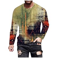 Mens Casual Graphic Pullover Sweatshirt Fashion 3D Printed Long Sleeve Round Neck Shirts Tees Hippie Blouse Tops