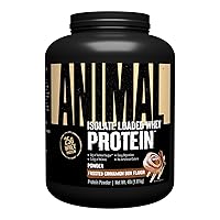 Animal Whey Isolate Protein Powder - Loaded for Pre & Post Workout Muscle Builder and Recovery with Digestive Enzymes for Men & Women - 25g Protein, Great Taste, Low Sugar - Frosted Cinnamon Bun 4 lbs