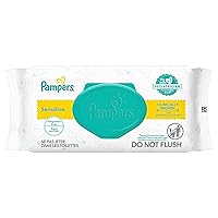Pampers Sensitive Baby Wipes, Water Based, Hypoallergenic and Unscented, 1 Flip-Top (56 Wipes Total)