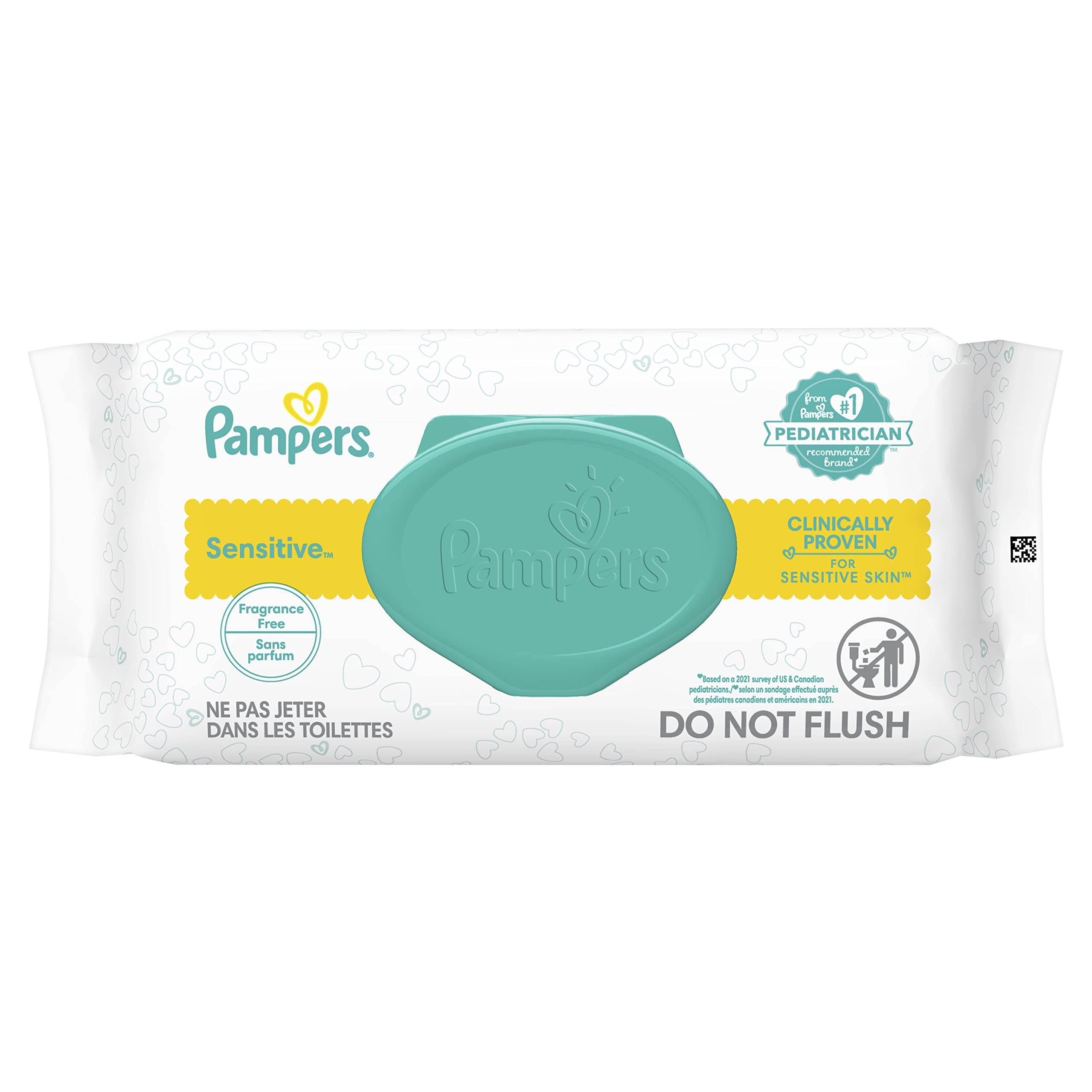 Baby Wipes Fitment, 56 count - Pampers Sensitive Water Based Hypoallergenic and Unscented Baby Wipes (Packaging May Vary)
