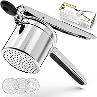 Potato Ricer, Ricer for Mashed Potatoes, Heavy Duty Potato Ricer Stainless Steel for Fluffy Mashed Potatoes, 3 Interchangeable Discs Spaetzle Maker with Silicone Handle, Best for Gnocchi Lefse