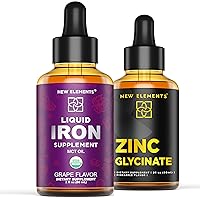 Liquid Iron Supplement for Women & Men | 18mg Iron Drops with Liquid Zinc Glycinate 50mg | Non-GMO | Vegan | Gluten-Free