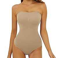 Women's Sexy Strapless Bodysuit One Piece Seamless Ribbed Triangle Off Shoulder Shapewear Tops Leotard