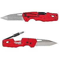 Milwaukee FASTBACK Folding Utility Knife w/Blade Multifunctionality, Red-black