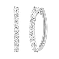 La4ve Diamonds Prong Set 1.00 Ct IGI Certified Lab Grown Round Diamond Hoop Earrings (G+, SI) in 14K White Gold | Fine Jewelry for Women Girls | Gift Box Included