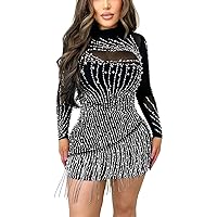 Women Sexy Hot Drilling Process Sexy Mesh See Through Bodycon Dress Party Club Night Dress