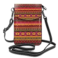 Mexican Folk Art Boho Small Cell Phone Purse,Cellphone Crossbody Purse With Protection,Women Wallet