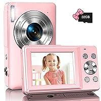Digital Camera, Kids Camera with 32GB Card, FHD 1080P 44MP Point and Shoot Digital Cameras with 16X Zoom Anti Shake Flashlight, Compact Small Travel Camera for Teens Boys Girls Kids