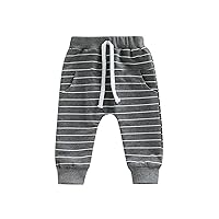 Baby Boy Joggers Elastic Waistband Drawstring Sweatpants Infants Toddlers Casual Cotton Harem Pants with Pockets