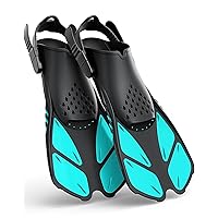Greatever Snorkel Fins Adjustable Buckles Open Heel Swim Flippers Travel Size Short Swim Fins for Snorkeling Diving Swimming Adult Men Womens