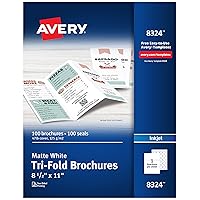 Avery Printable Tri-Fold Brochures with Mailing Seals, 8.5