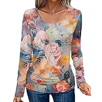 Women's Casual Long Sleeve Round Neck Oversized T Shirt Comfy Print Blouse Pullover Fashion Loose Tunic Sweatshirt
