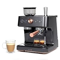 Bellissimo Semi Automatic Espresso Machine + Milk Frother | WiFi Connected| Built-In Bean Grinder, 15-Bar Pump & 95-Ounce Water Reservoir | Matte Black, C7CESAS3RD3