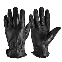 OZERO Riding Gloves, Grain Deerskin Leather Work Gloves for Rubbing Jewelry/Shooting/Hunting/Driving/Riding/Yard Work/Gardening/Farm - Extremely Soft for Men & Women (Black,S)