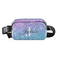 Pink Blue Glitter Custom Fanny Pack Everywhere Belt Bag Personalized Fanny Packs for Women Men Crossbody Bags Fashion Waist Packs Bag with Adjustable Strap for Outdoors Travel Shopping Hiking