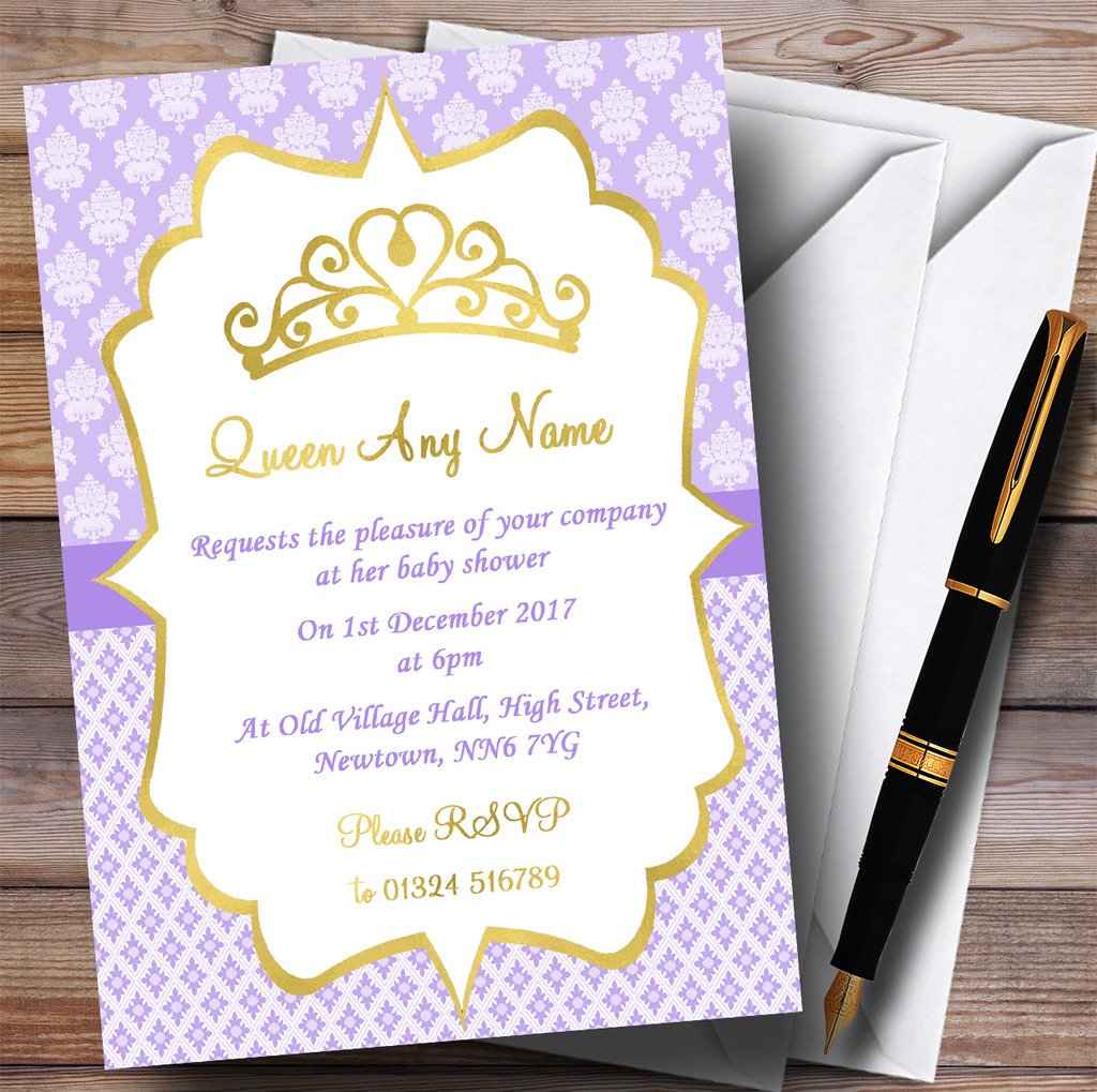 Purple & Gold Crown Princess Invitations Baby Shower Invitations