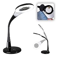 OttLite LED Desk Lamp with Adjustable Magnifier, Prevention Series - Designed to Reduce Eyestrain - Adjustable Flexible Neck, 4 Brightness Settings & Touch Controls - Crafting, Reading & Studying