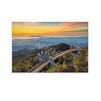 CHACAER Posters for Room Aesthetic Famous Tourist Attraction Golden Bridge Vietnam Poster 1 Canvas Painting Wall Art Poster for Bedroom Living Room Decor 08x12inch(20x30cm) Unframe-style