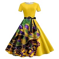 Mardi Gras Office Job Outfits Sleeve 1950s Evening Party Prom Dress Summer Maxi for Women