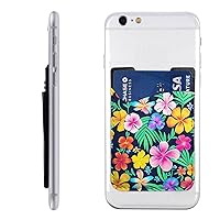Colorful Flowers Printed Phone Card Holder,Leather Phone Card Holder,Adhesive Stick On Credit Card Pocket For Smartphones