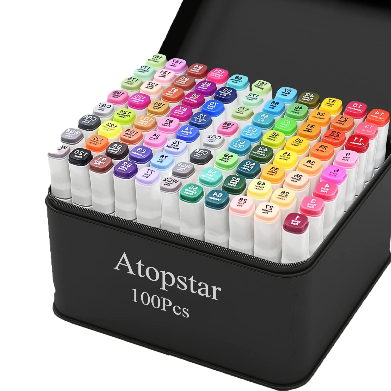 ATOPSTAR 80 Colors Alcohol Markers Artist Drawing Art for Kids Dual Tip  Adult Coloring Painting Supplies Perfect Boys Girls Students Adult(80 Black  Shell)