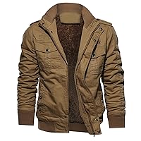 Men's Jackets Motorcycle Tactical Jacket Thick Sherpa Fleece Lined Winter Warm Coat Multi-Pocket Military Jackets