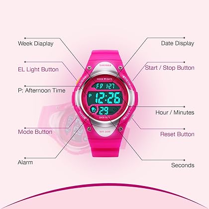 cofuo Boys Girls Sport Digital Watch, Kids Outdoor Waterproof Electronic Watches with LED Alarm Stopwatch