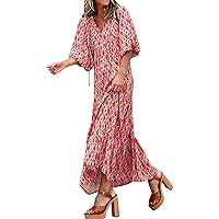 Green v Neck Dress Beach Outfits for Women 2023 Vacation Easter Dress for Women Boho Dresses for Women 2022 Plus Sized Dresses Women Plus Size Summer Dresses Women Casual Loose Round Neck Bohemian F