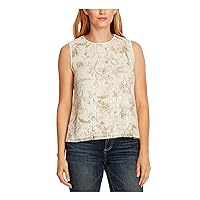 Vince Camuto Womens Purple Sequined Floral Sleeveless Jewel Neck Top Size: XS