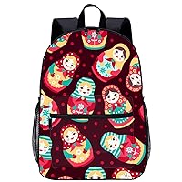 Colorful Cute Russian Dolls 17 Inch Laptop Backpack Large Capacity Daypack Travel Shoulder Bag for Men&Women