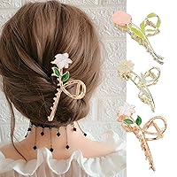 3pcs Hair Clips Extra Large Metal Claw Clip for Thick Hair For Women Strong Holding Vacation Girl Metal Flower Hair Claw Clip Elegant Hair Claw Accessories