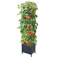 Raised Garden Bed Planter Box with Trellis for Climbing Vegetables Plants, 67.6