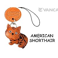 American Shorthair Leather Cat Goods mobile/Cellphone Charm VANCA CRAFT-Collectible Cute Mascot Made in Japan