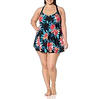 EVANS Women's Plus Size Swim Dress H Bk PRT