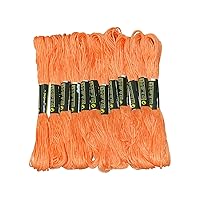 12 Skeins Embroidery Floss Orange Color, Friendship Bracelet String Cross Stitch Embroidery Thread Floss Bracelet Making Yarn, Craft Floss（Orange）