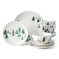 Lenox 893565 Balsam Lane 12-Piece Dinnerware Set, Green