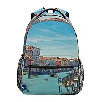 ALAZA Vintage Italy View Backpack for Women Men,Travel Trip Casual Daypack College Bookbag Laptop Bag Work Business Shoulder Bag Fit for 14 Inch Laptop