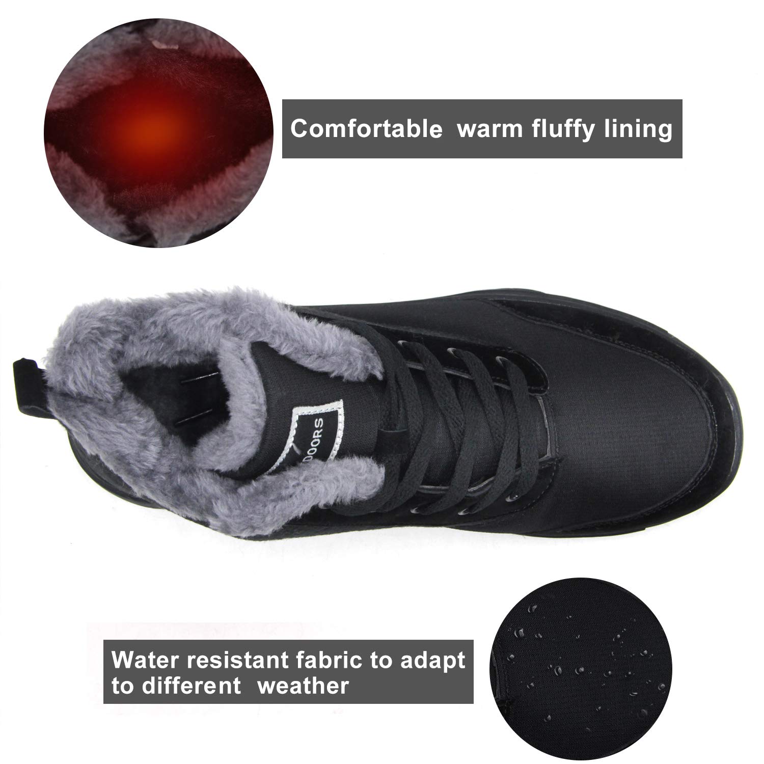 BomKinta Women's Snow Boots Keep Warm Anti-Slip Soft Sole Warm Fur Lined Winter Ankle Booties