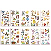 10 Sheets for Creative Body Art Easter Stickers A B Styles Cartoon Fake Temporary for Easter Theme Part Stickers Aesthetic for Teens Aesthetic Pastel for Water Bottles Kids Classroom