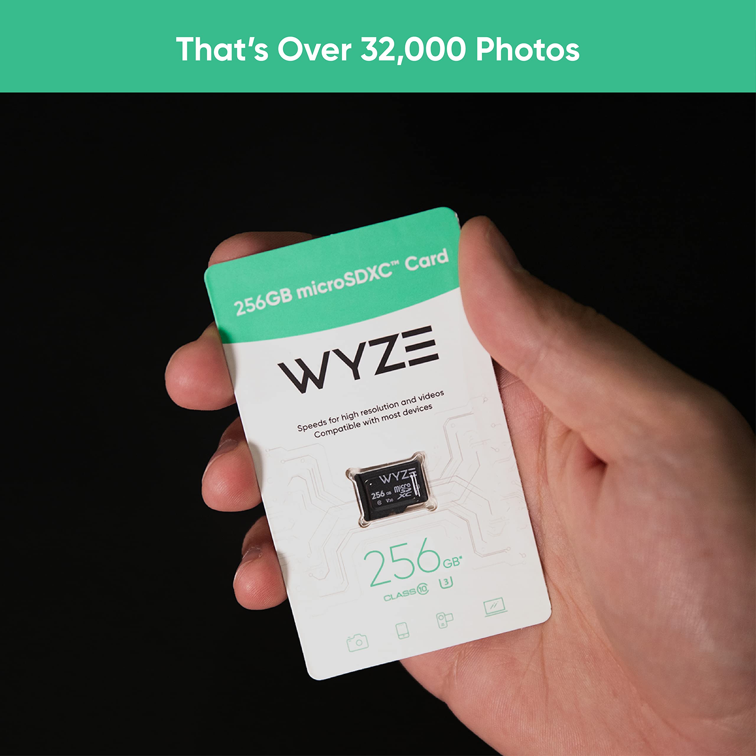 Wyze Expandable Storage 256GB MicroSDXC Card Class 10, Black