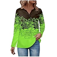 Long Sleeve Workout Tops for Women Printed Sweatshirt Blouse Henley Neck Tee V Neck Pullover Tops Button Down Shirts