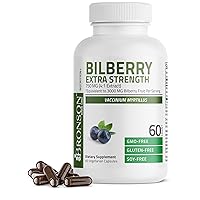 Bronson Bilberry Extra Strength Vaccinium Myrtillus, Promotes Eye Health and Supports Healthy Vision - Non GMO, 60 Vegetarian Capsules