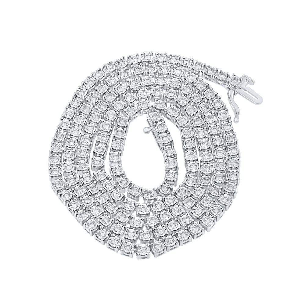 Macey Worldwide Jewelry 10K White Gold Mens Diamond 22-inch Stylish Link Chain Necklace 4-1/5 Ctw.