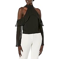 Lucca Couture Women's Mia Cold Shoulder Ruffle Top